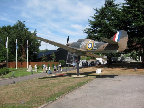 Replica Hurricane by the bunker entrance
