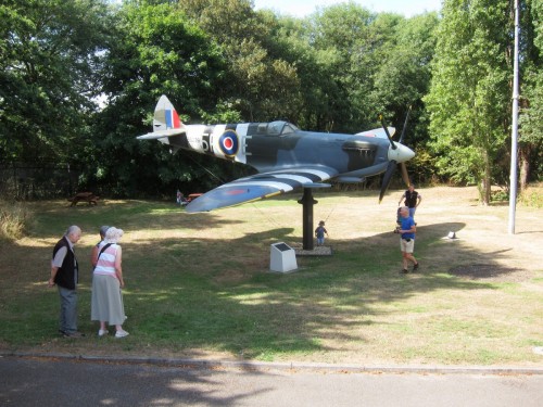 Replica Spitfire by the bunker entrance. This was used as the replica gate guardian once RW382 went for restoration