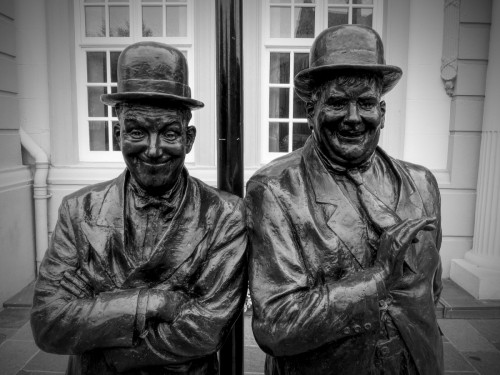 Statue of the great Laurel and Hardy at Ulverston, the birthplace of Stan Laurel